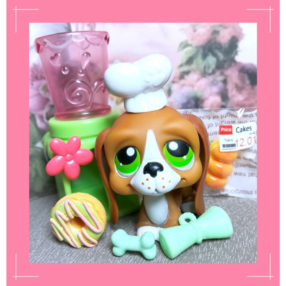 2007 Authentic Littlest Pet Shop LPS #312 Basset Hound Dog Green Eyes Freckles
